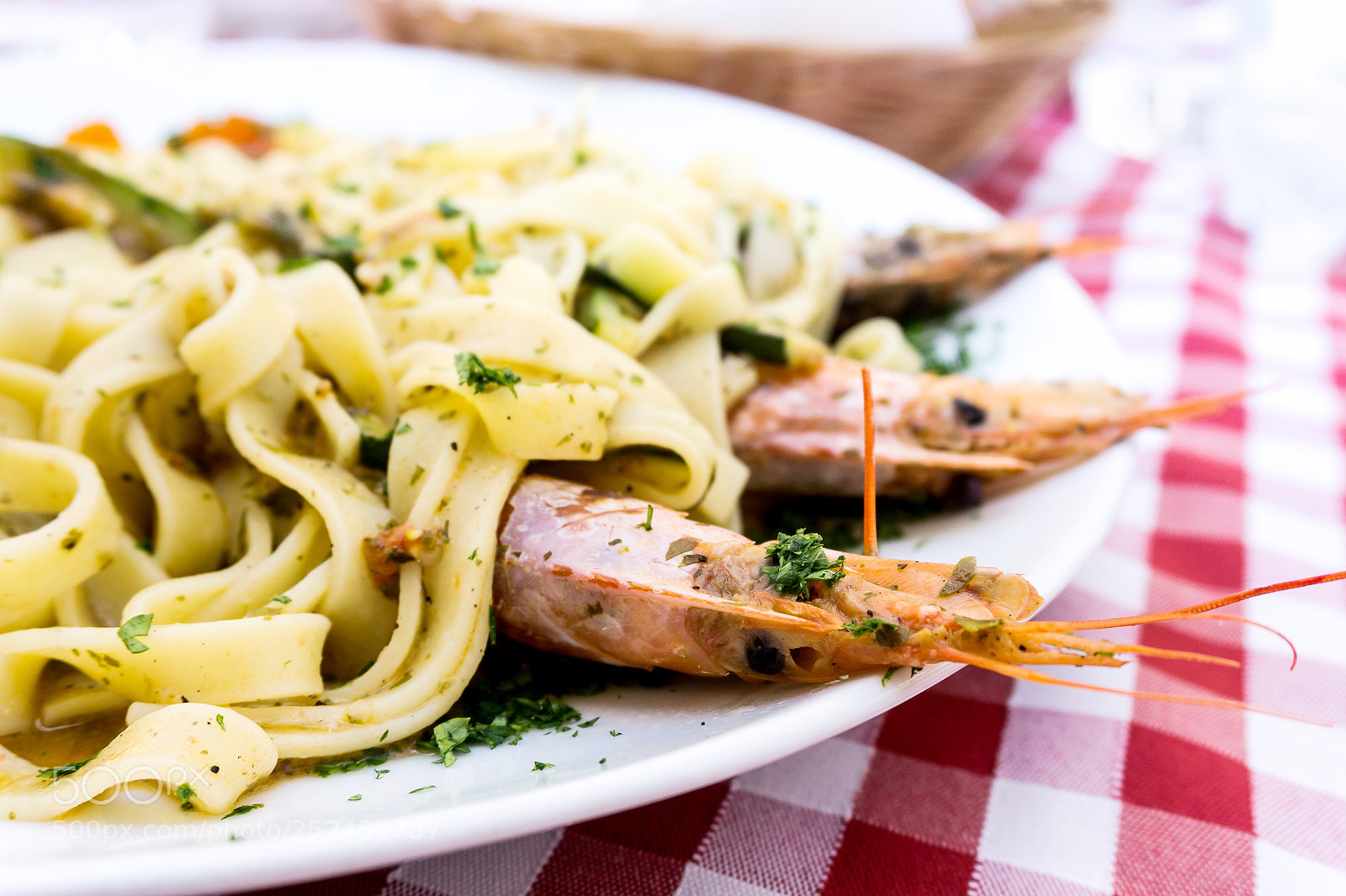 Sony a6000 sample photo. Pasta with shrimp dinner photography