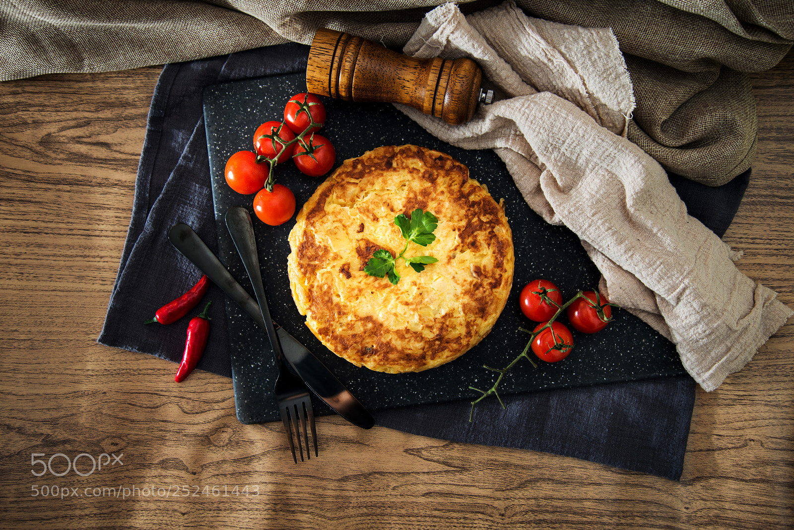 Nikon D800 sample photo. Omelet with ham tomato photography