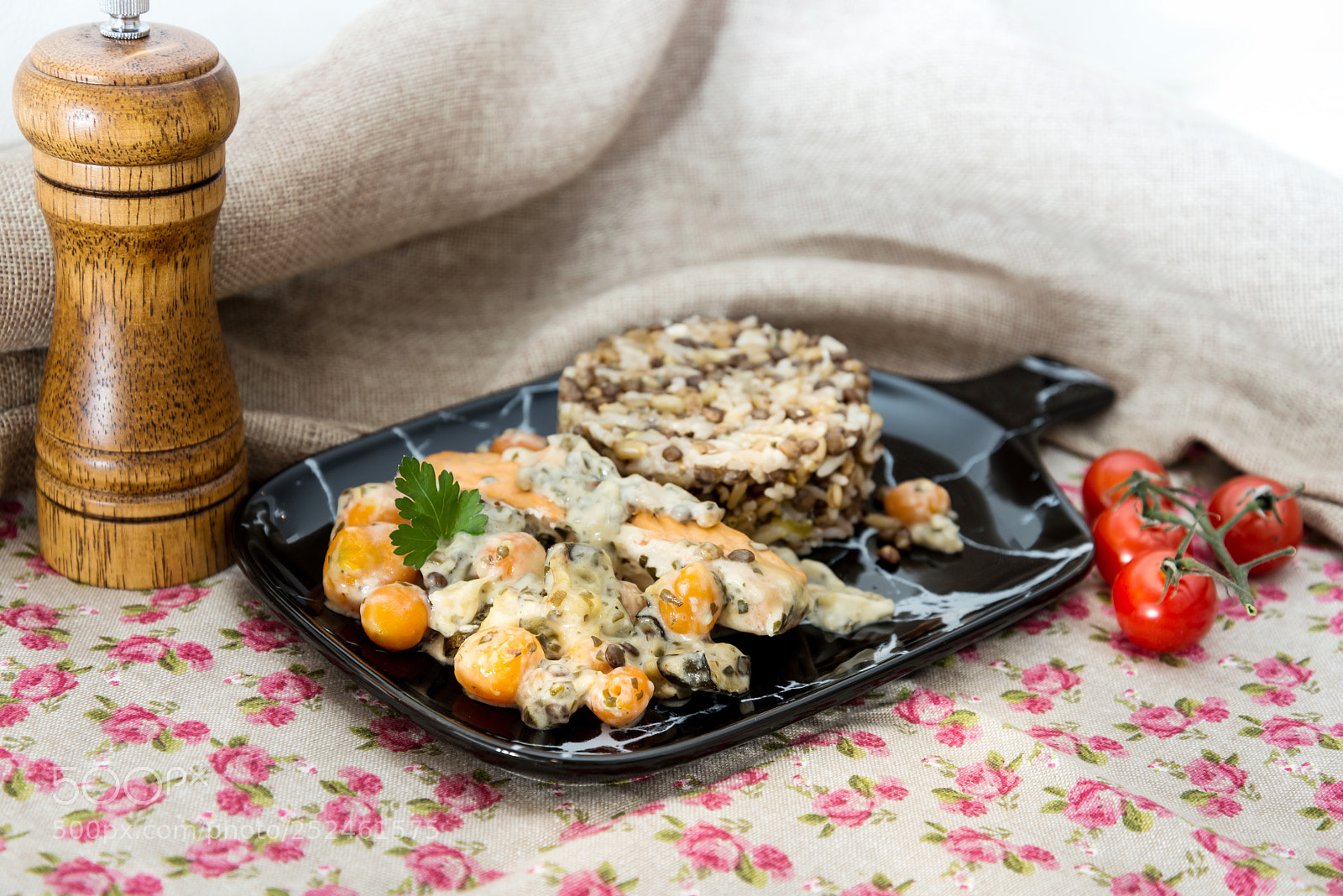 Nikon D800 sample photo. Baked salmon, vegetables and photography