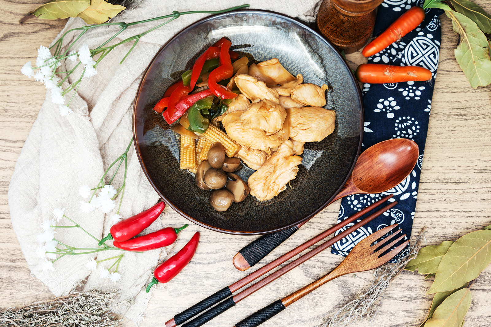Nikon D800 sample photo. Wok fried chicken stir photography