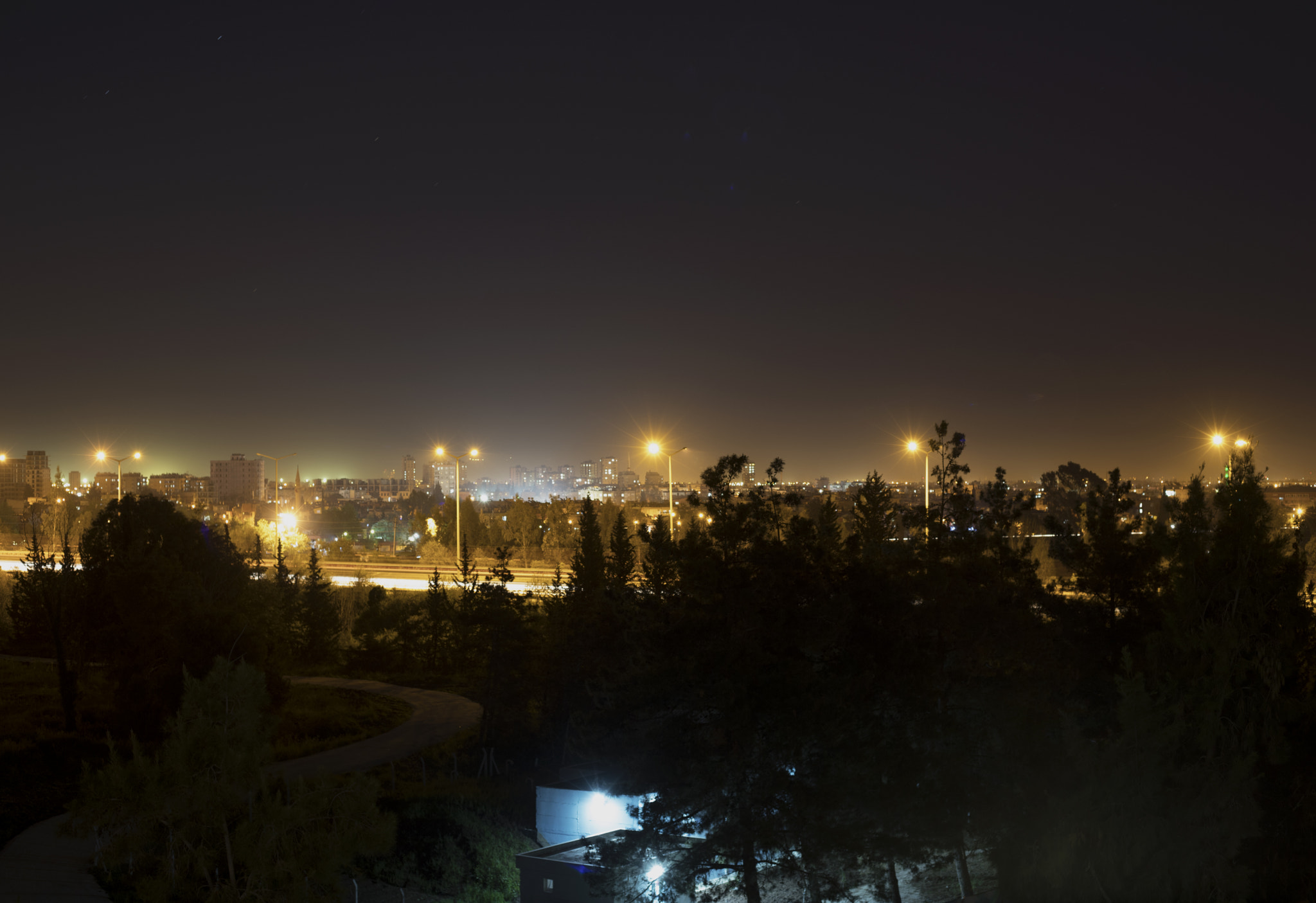 City lights while burning