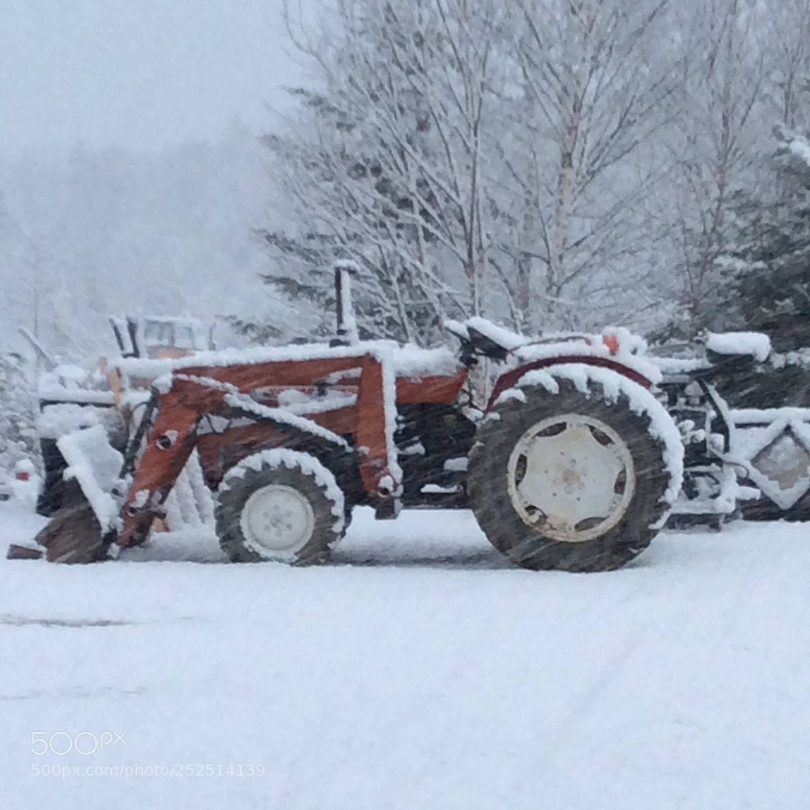 Apple iPad mini 2 sample photo. Old tractor with snow  photography