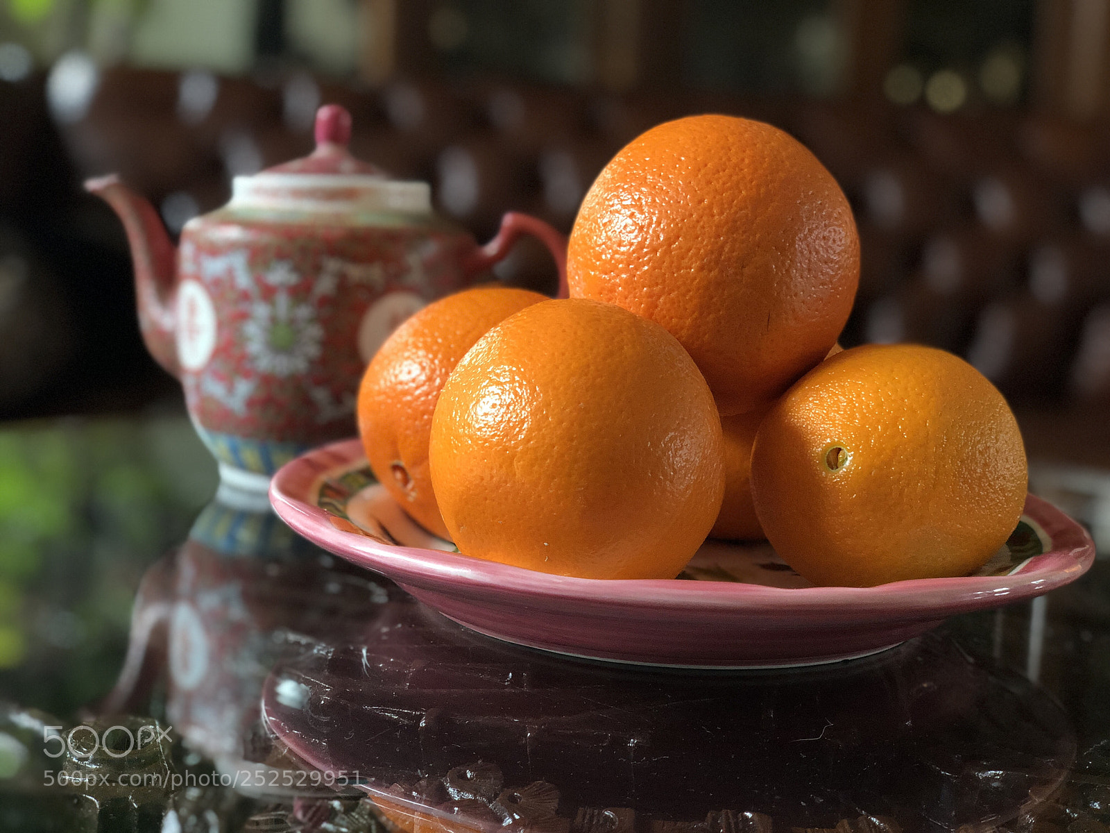 Apple iPhone X sample photo. Bowl of oranges, tea photography