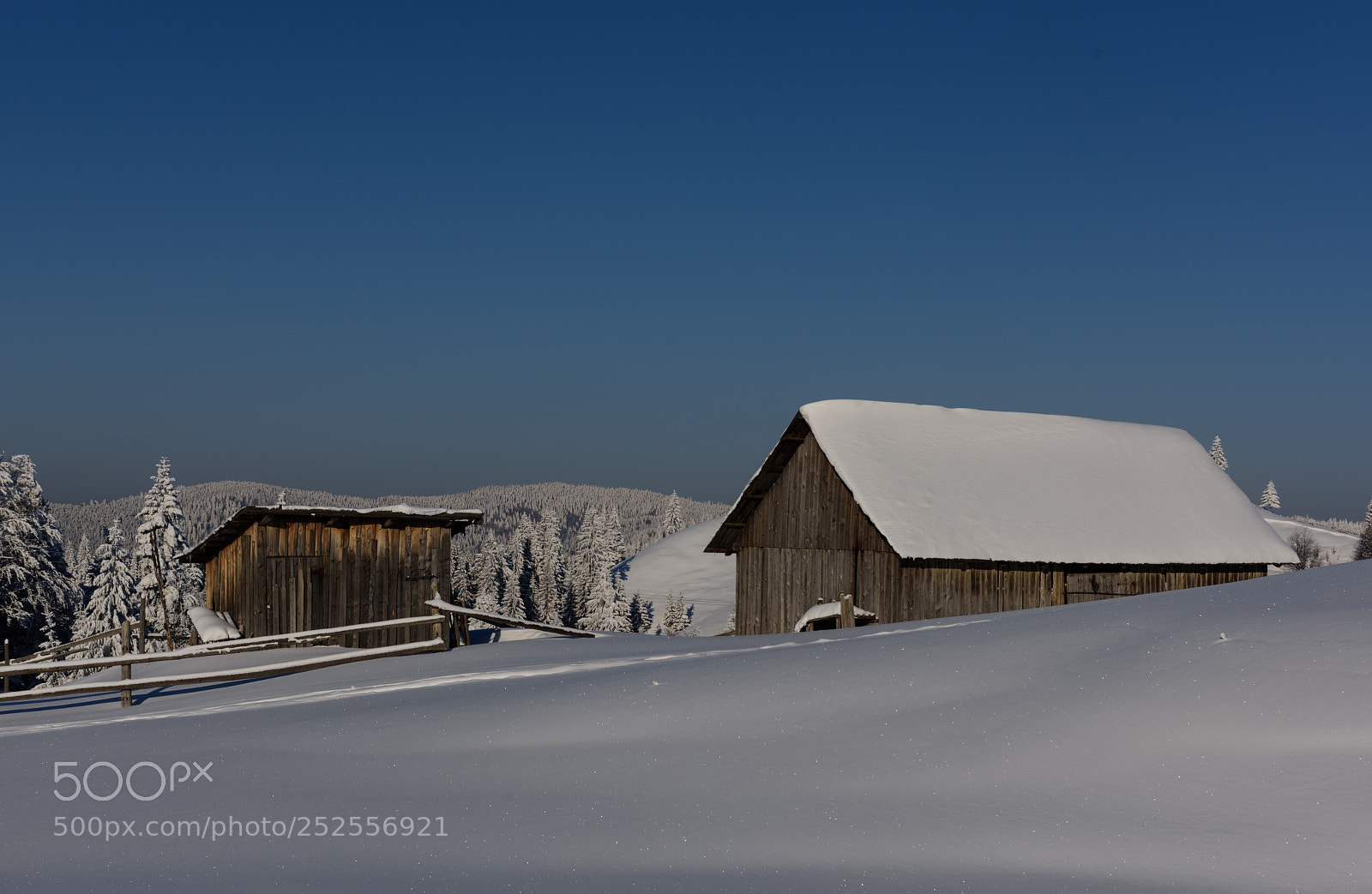 Nikon D810 sample photo. Snow and huts photography