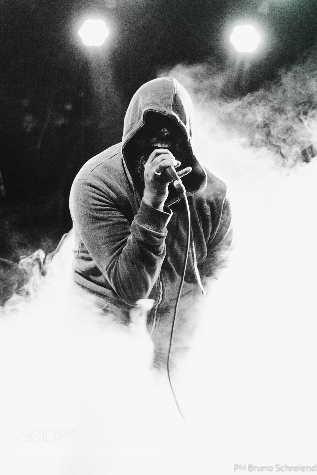 Nikon D3100 sample photo. Singer with smoke in photography