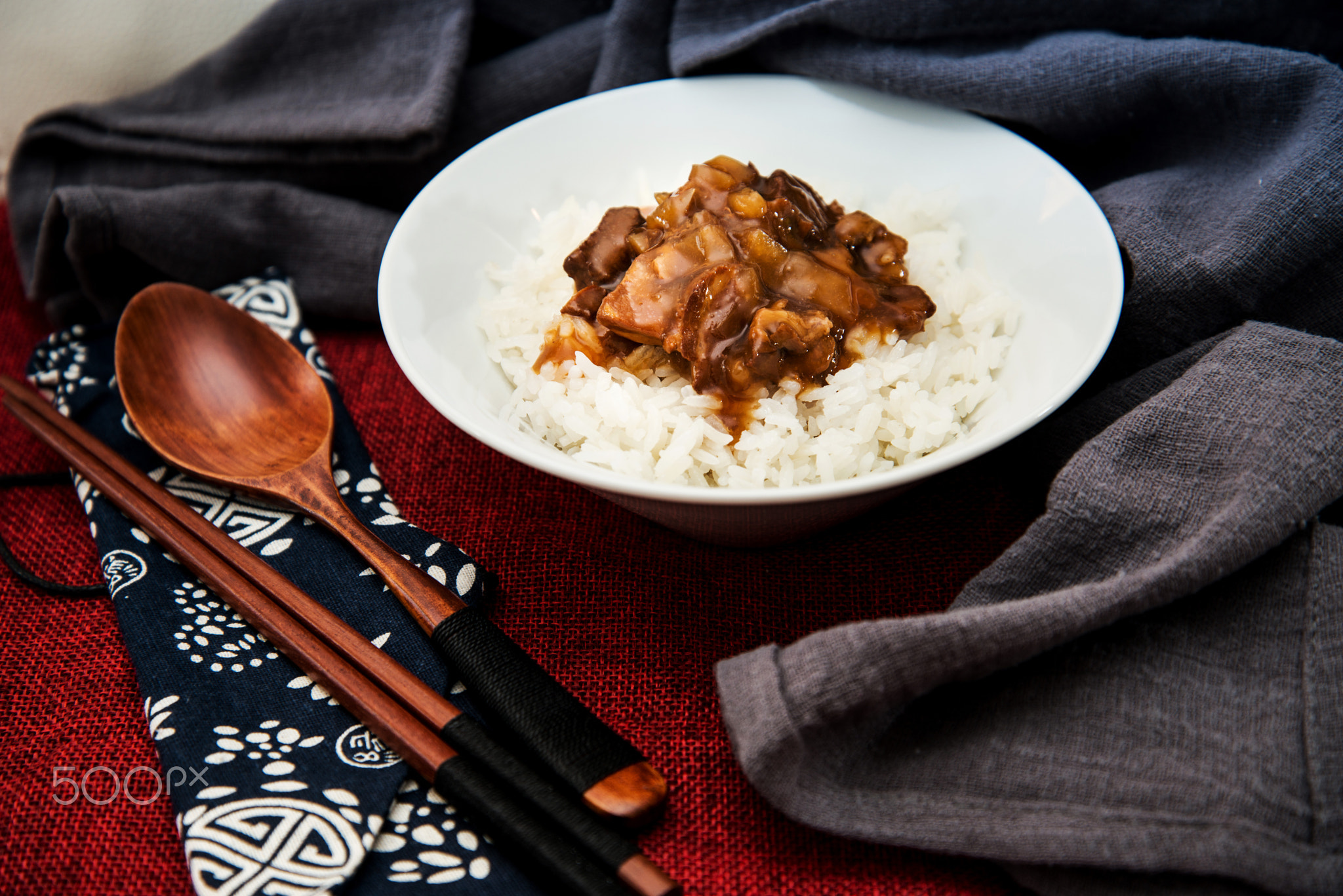 Traditional Home made Chinese cuisine pork rice