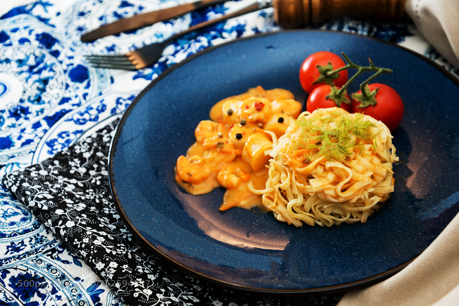Nikon D800 sample photo. Seafood tagliatelle cream sauce photography