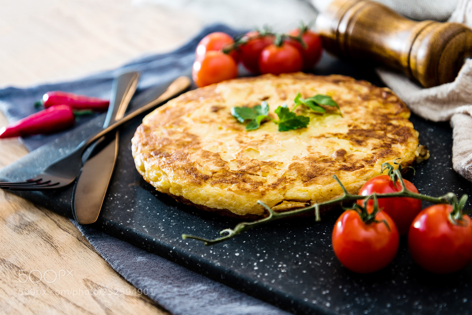 Nikon D800 sample photo. Omelet with ham tomato photography