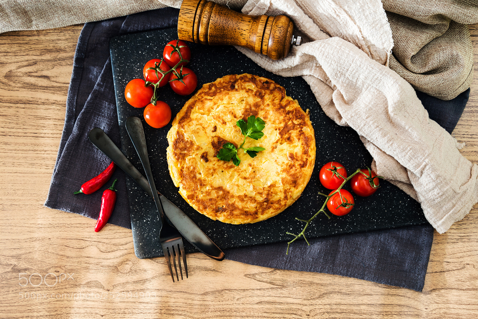 Nikon D800 sample photo. Omelet with ham tomato photography