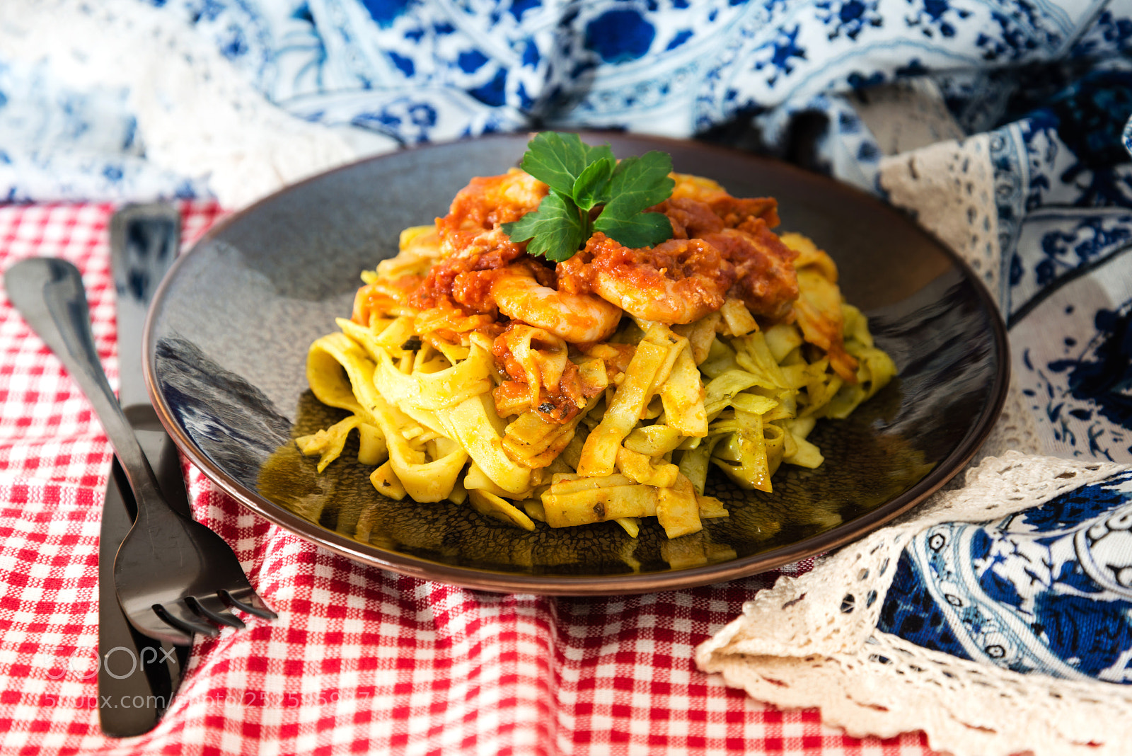 Nikon D800 sample photo. Pasta with shrimp dinner photography