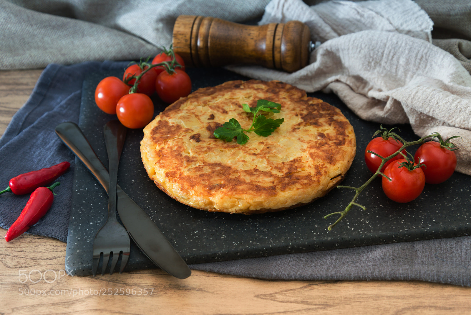 Nikon D800 sample photo. Omelet with ham tomato photography