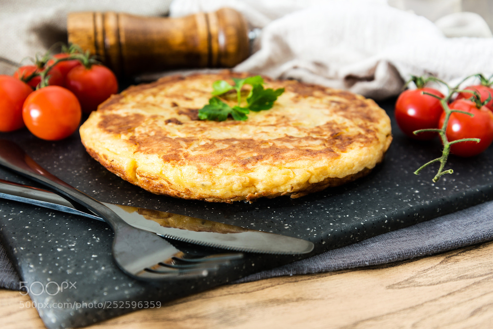 Nikon D800 sample photo. Omelet with ham tomato photography