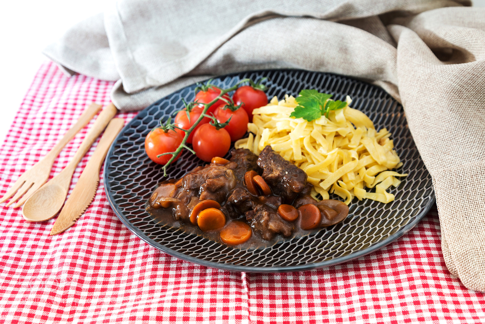 Nikon D800 sample photo. Home made beef bourguignon photography