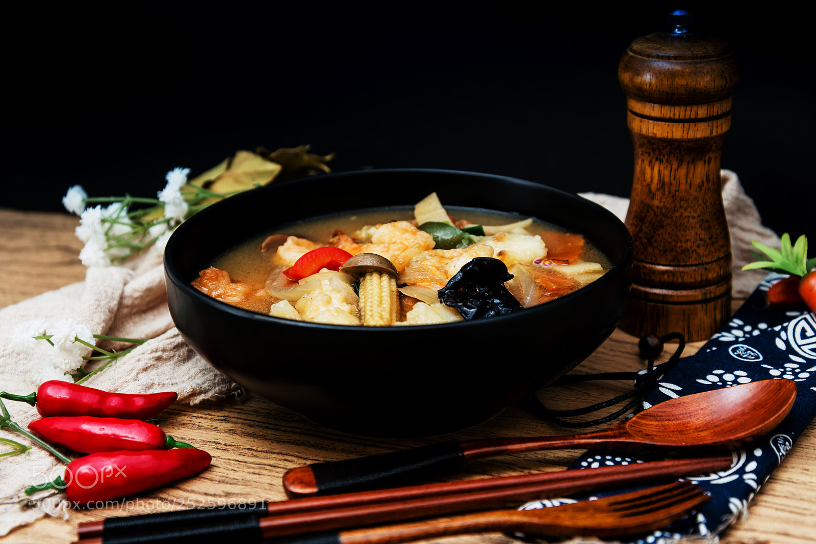 Nikon D800 sample photo. Bowls of asian soup photography