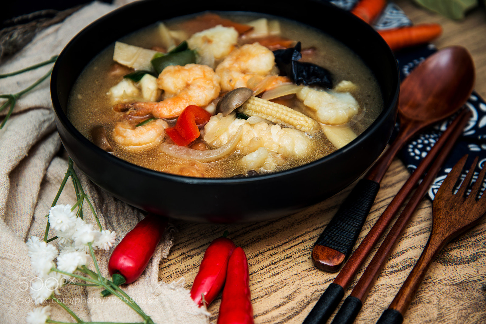 Nikon D800 sample photo. Bowls of asian soup photography