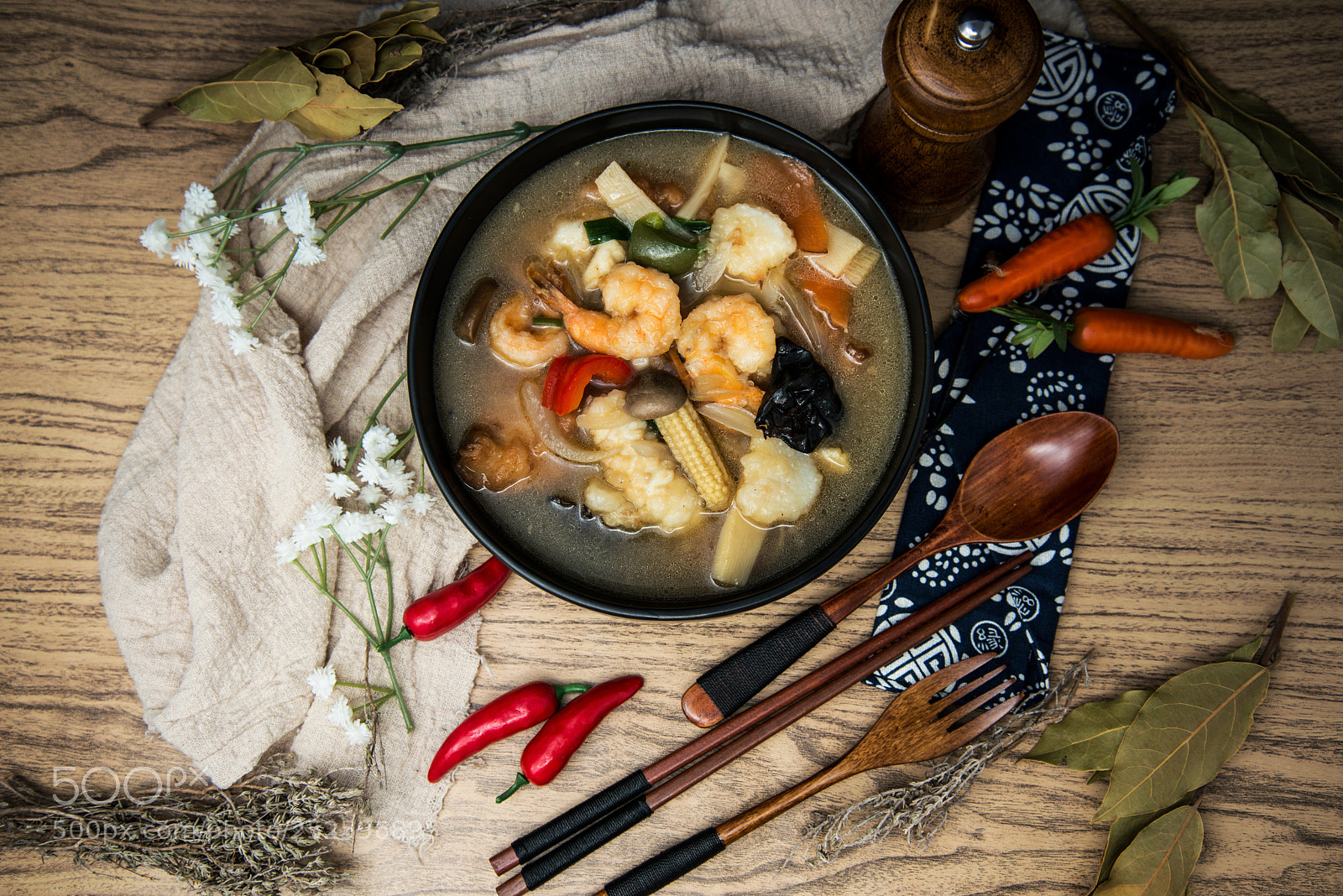 Nikon D800 sample photo. Bowls of asian soup photography