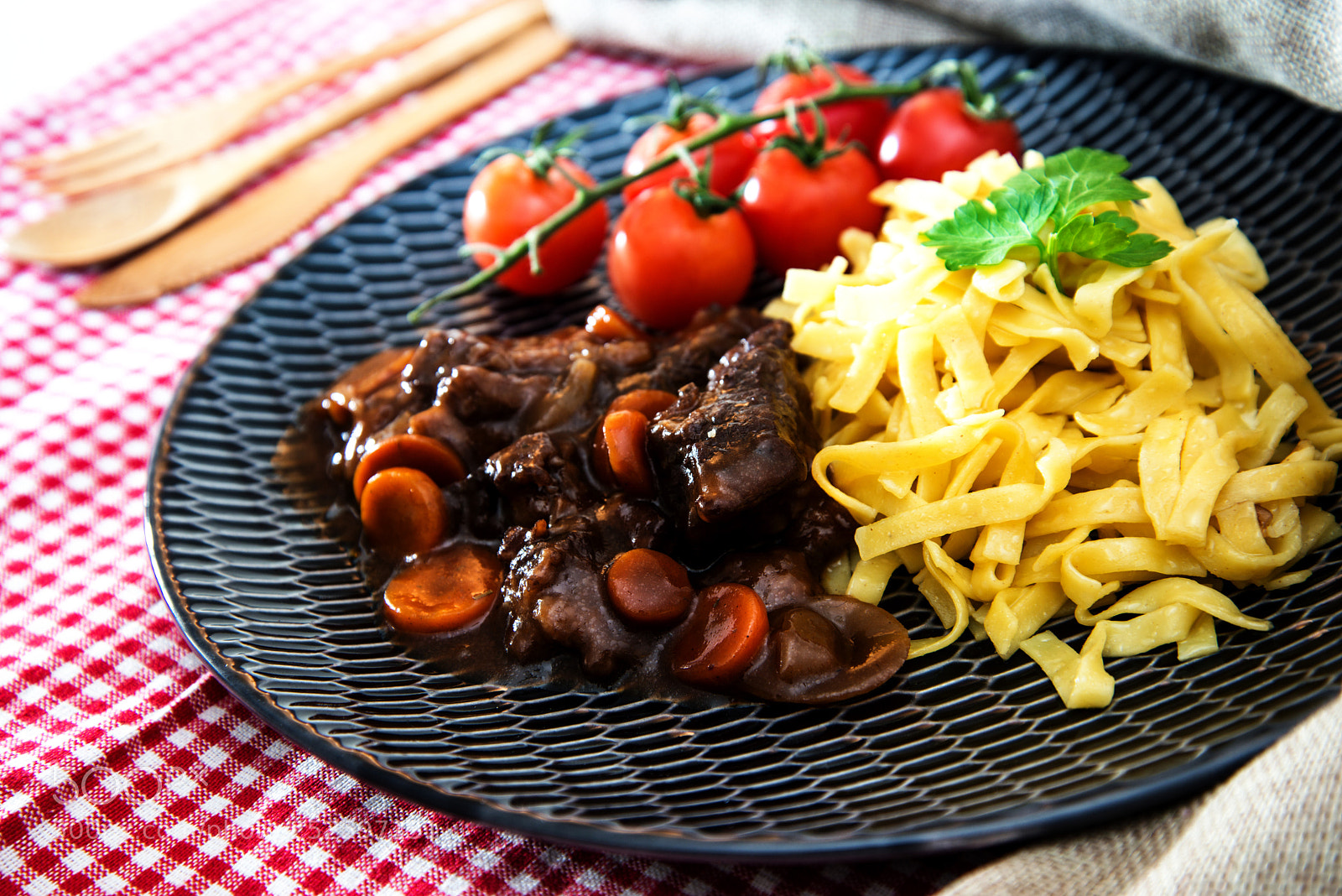 Nikon D800 sample photo. Home made beef bourguignon photography
