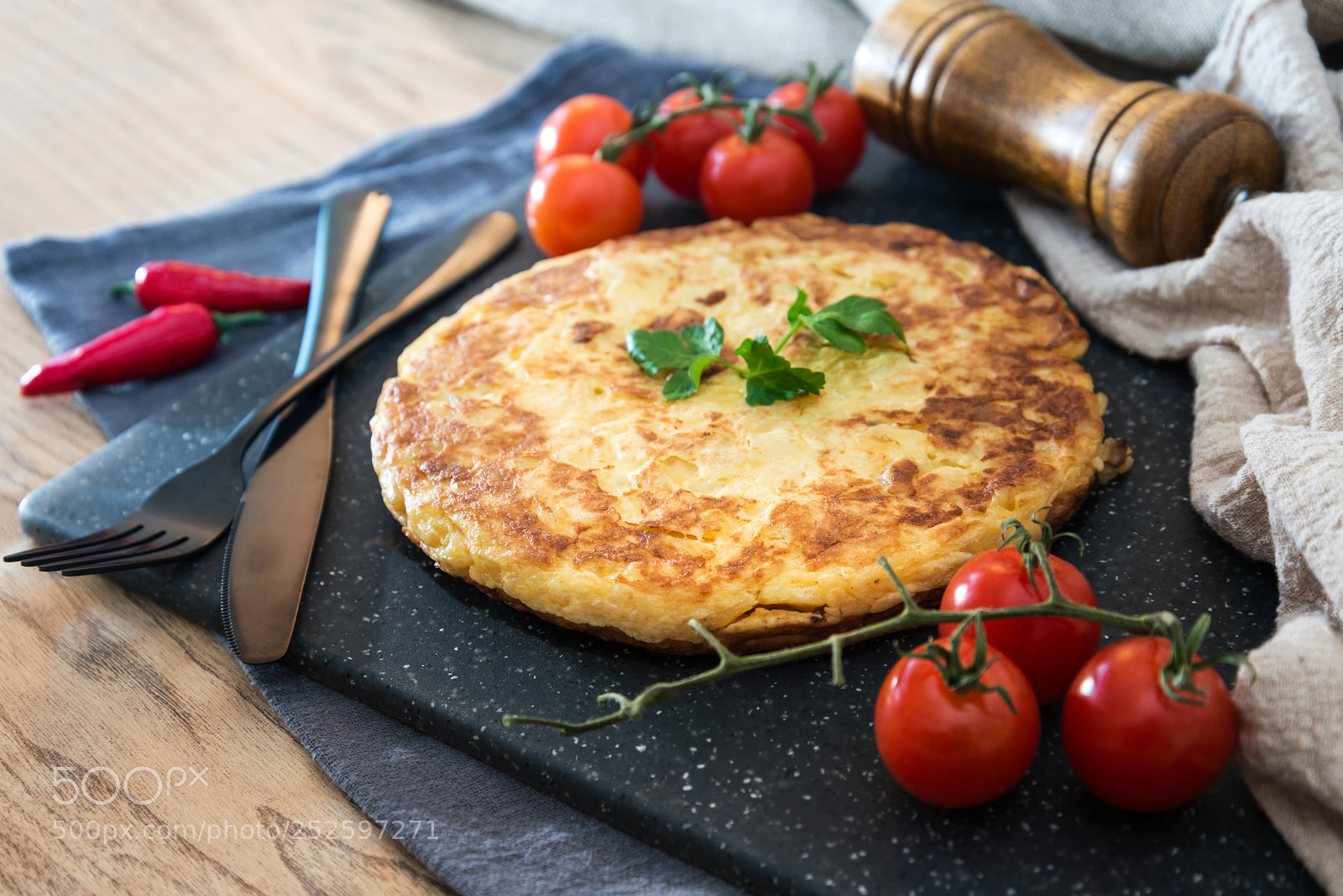 Nikon D800 sample photo. Omelet with ham tomato photography