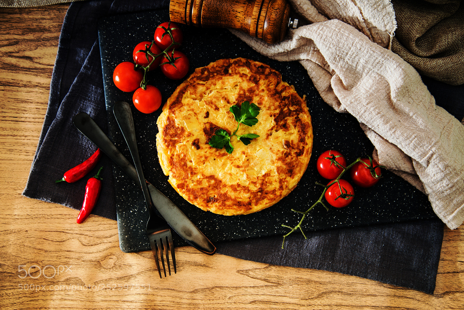 Nikon D800 sample photo. Omelet with ham tomato photography