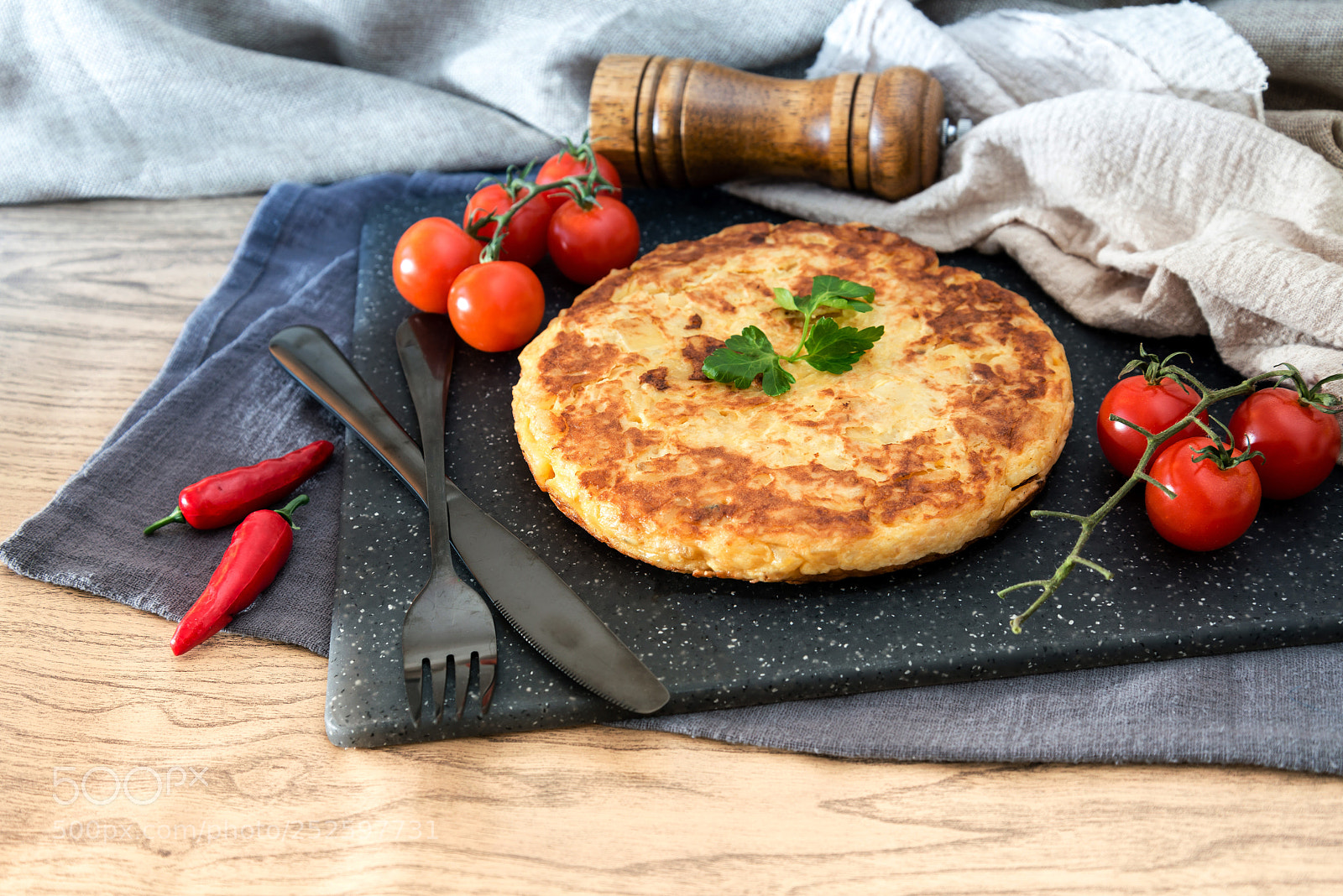 Nikon D800 sample photo. Omelet with ham tomato photography
