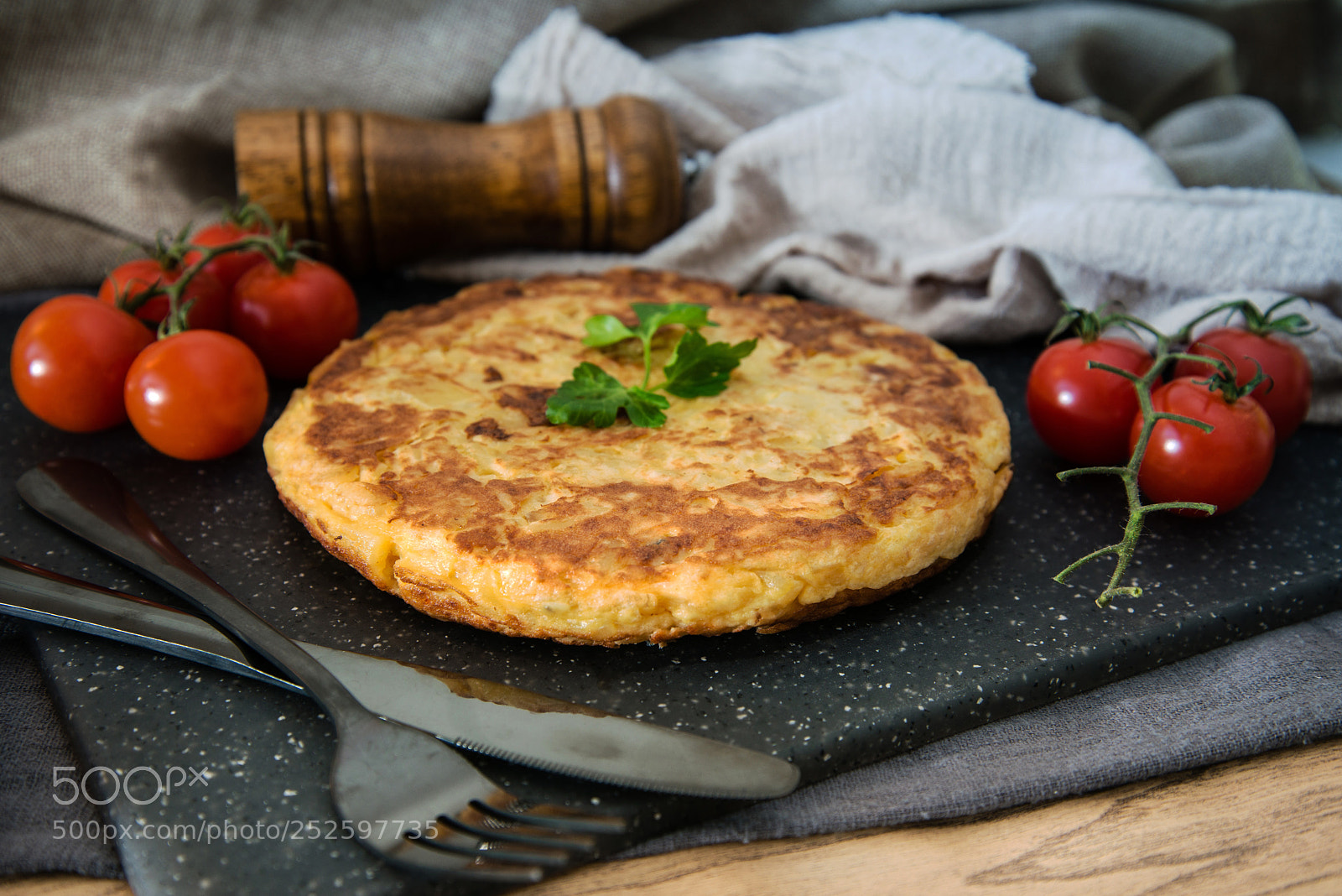 Nikon D800 sample photo. Omelet with ham tomato photography