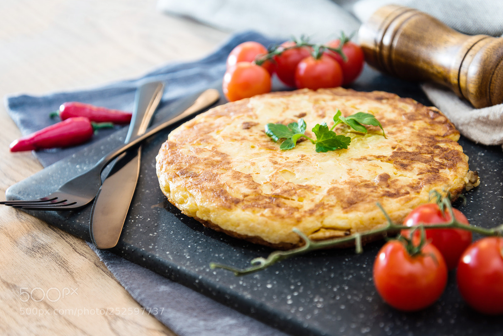 Nikon D800 sample photo. Omelet with ham tomato photography