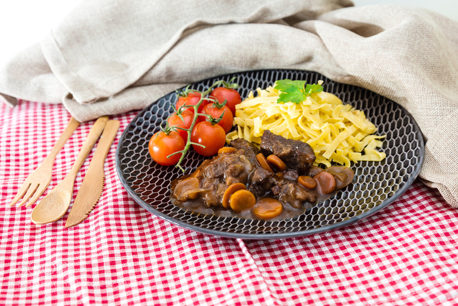 Nikon D800 sample photo. Home made beef bourguignon photography