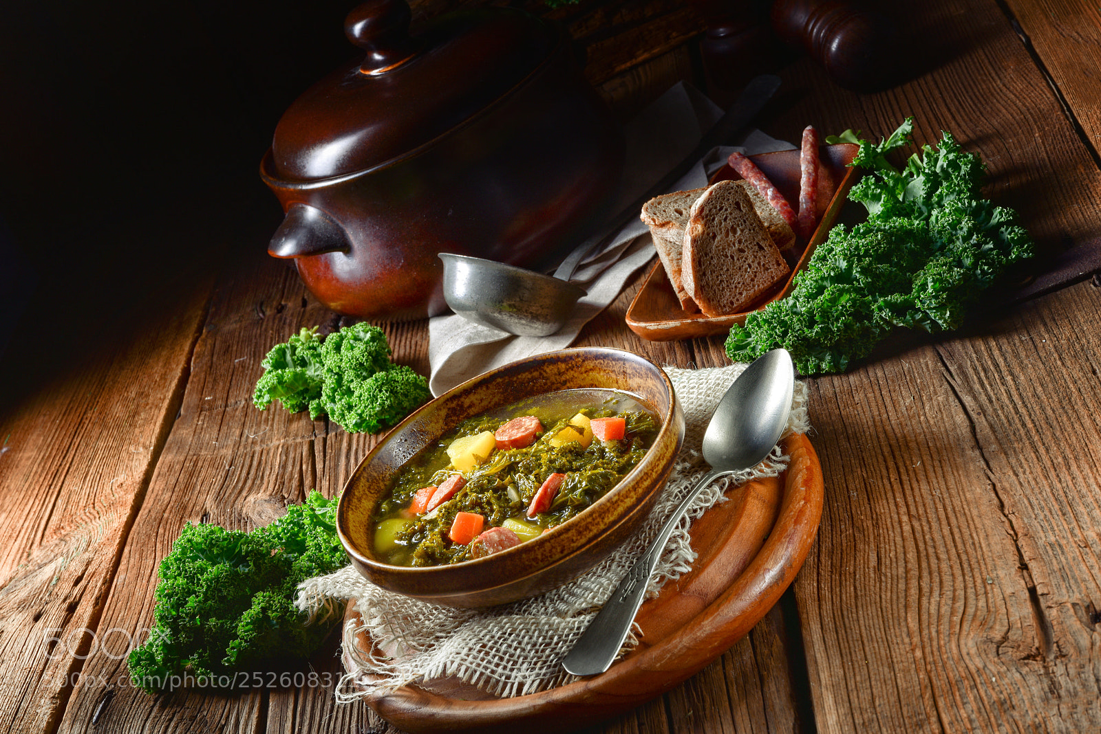 Nikon D810 sample photo. Rustic kale soup with photography