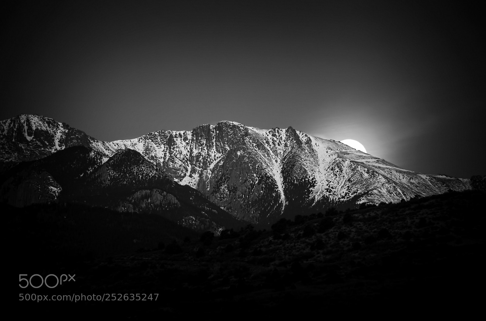 Canon EOS 5D Mark II sample photo. Full moonset over rockies photography
