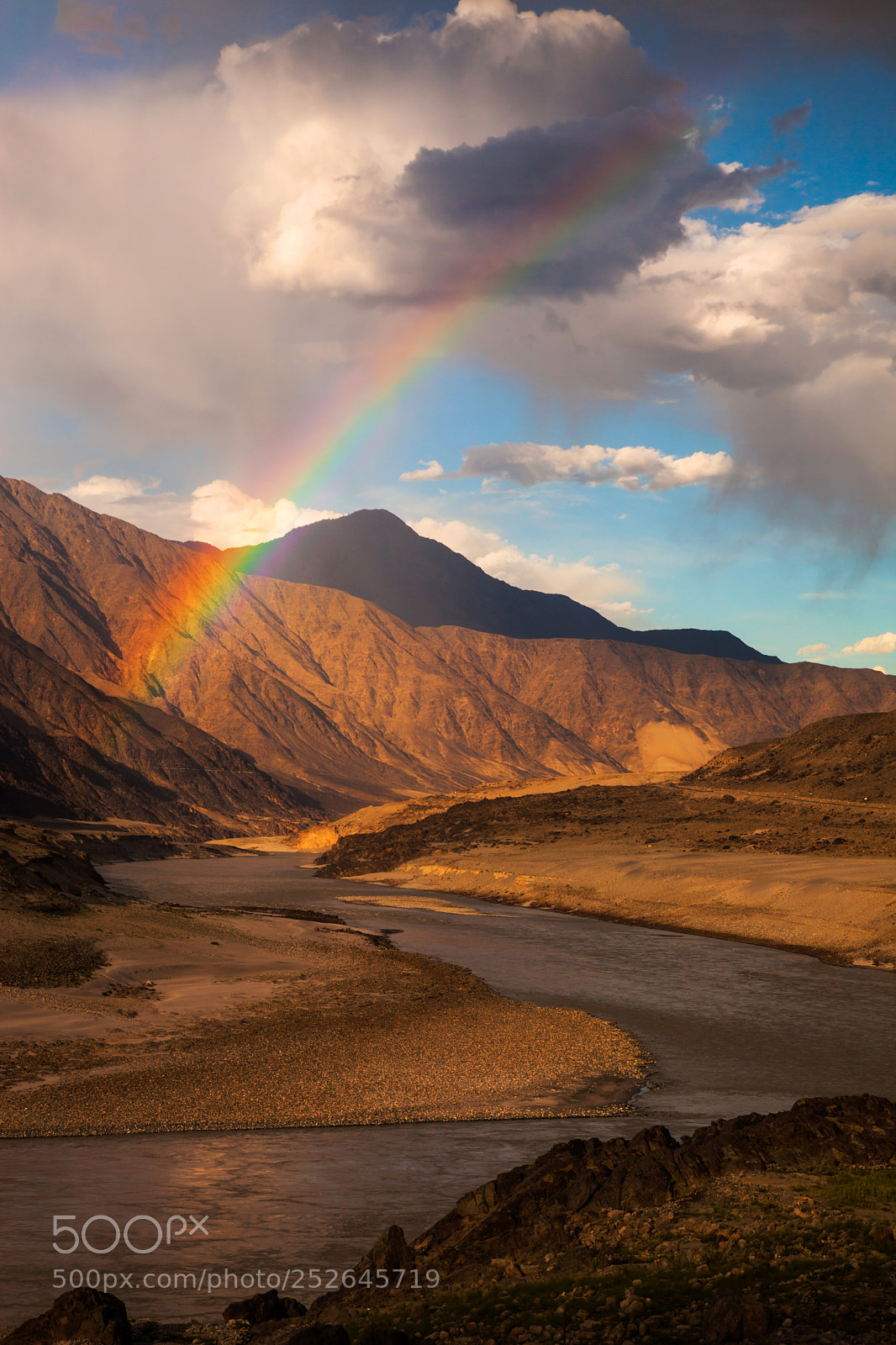 Canon EOS 5D Mark II sample photo. Rainbow over indus river photography