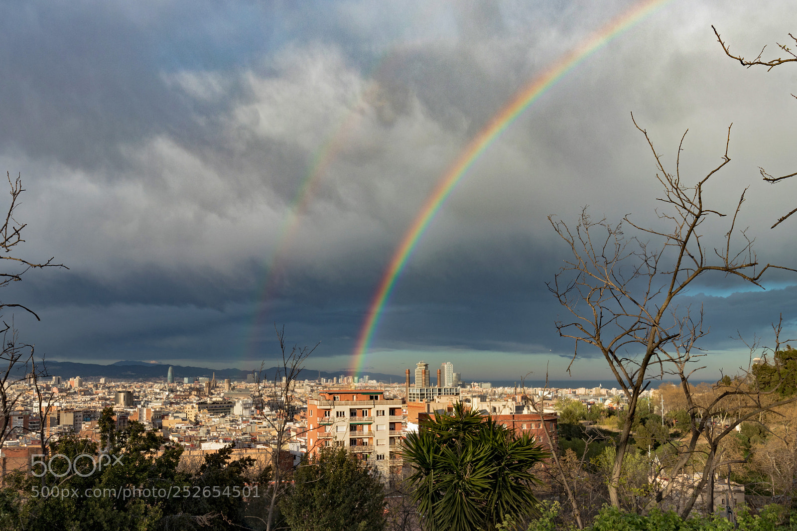 Canon EOS 80D sample photo. Rainbow over barcelona photography