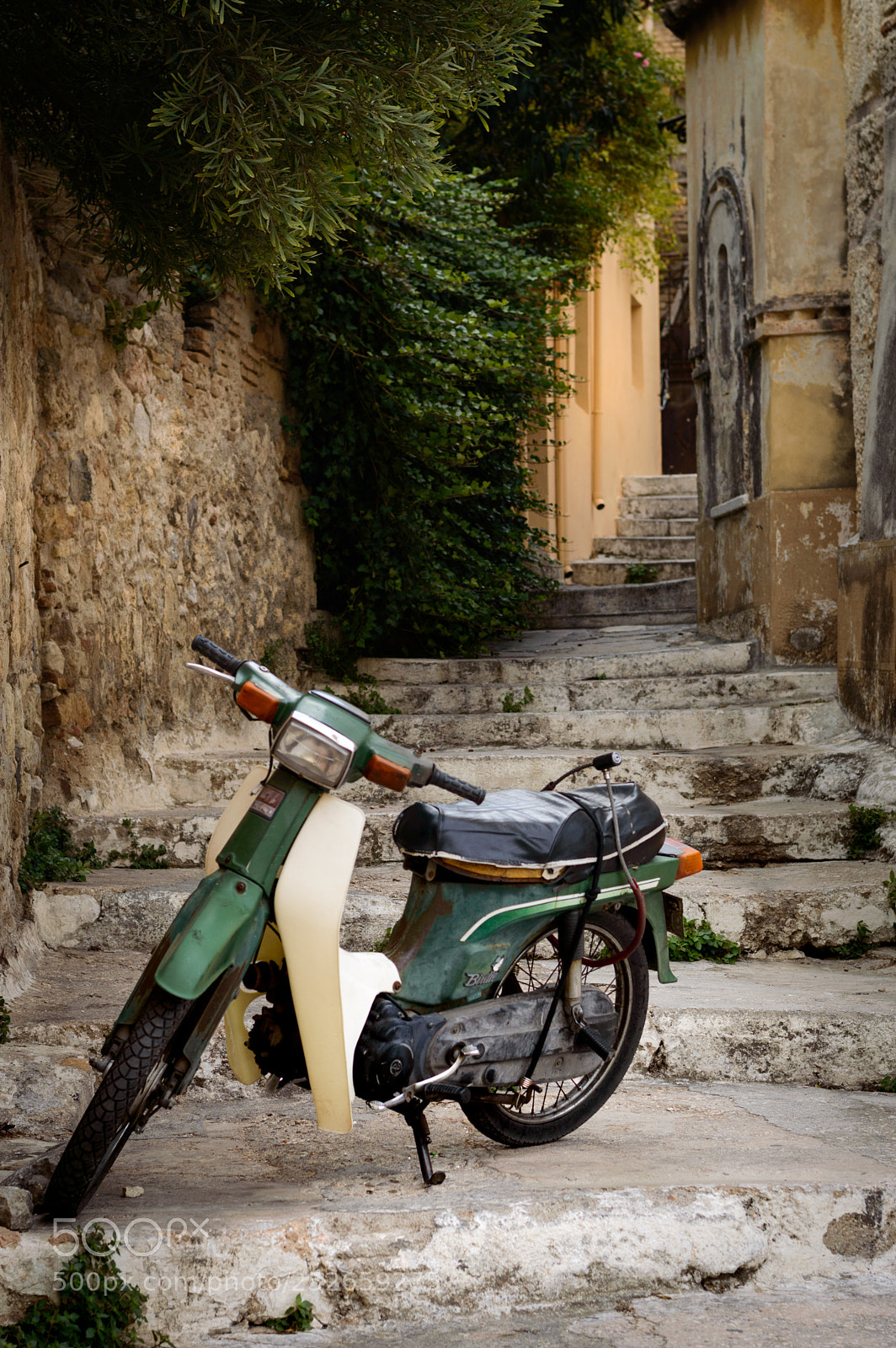 Nikon D3200 sample photo. Moped in alley photography