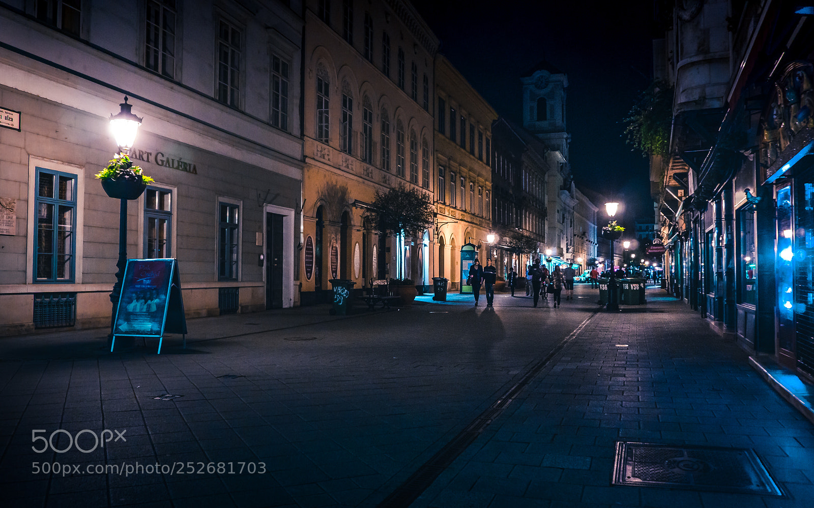 Sony a6000 sample photo. Night street shops photography