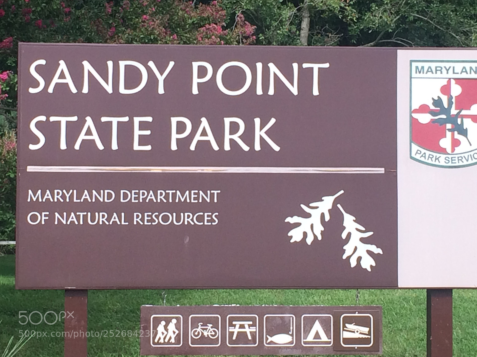 Apple iPhone 5s sample photo. Sandy point entrance sign photography