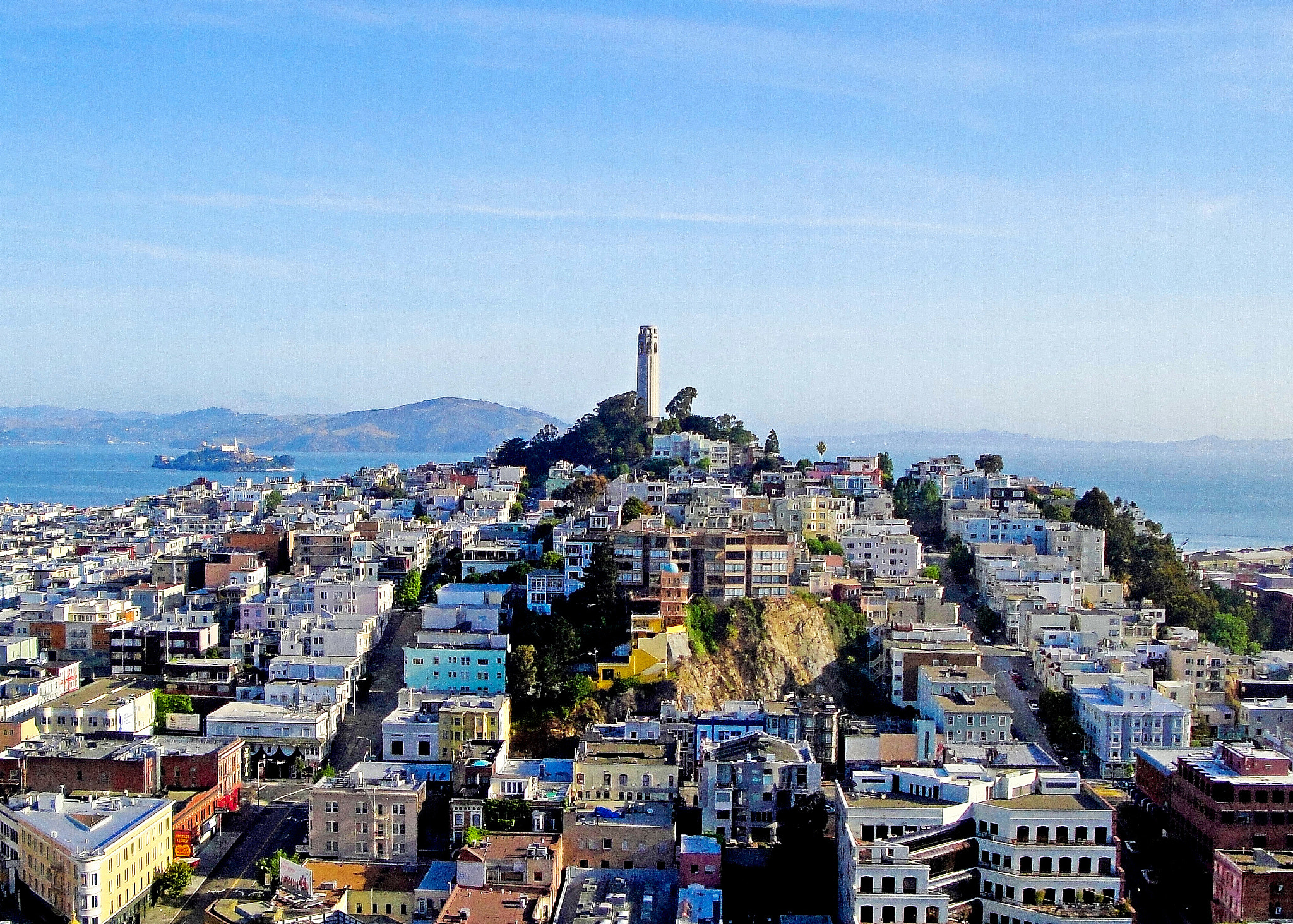 Sony Cyber-shot DSC-W290 sample photo. Coit tower and alcatraz photography