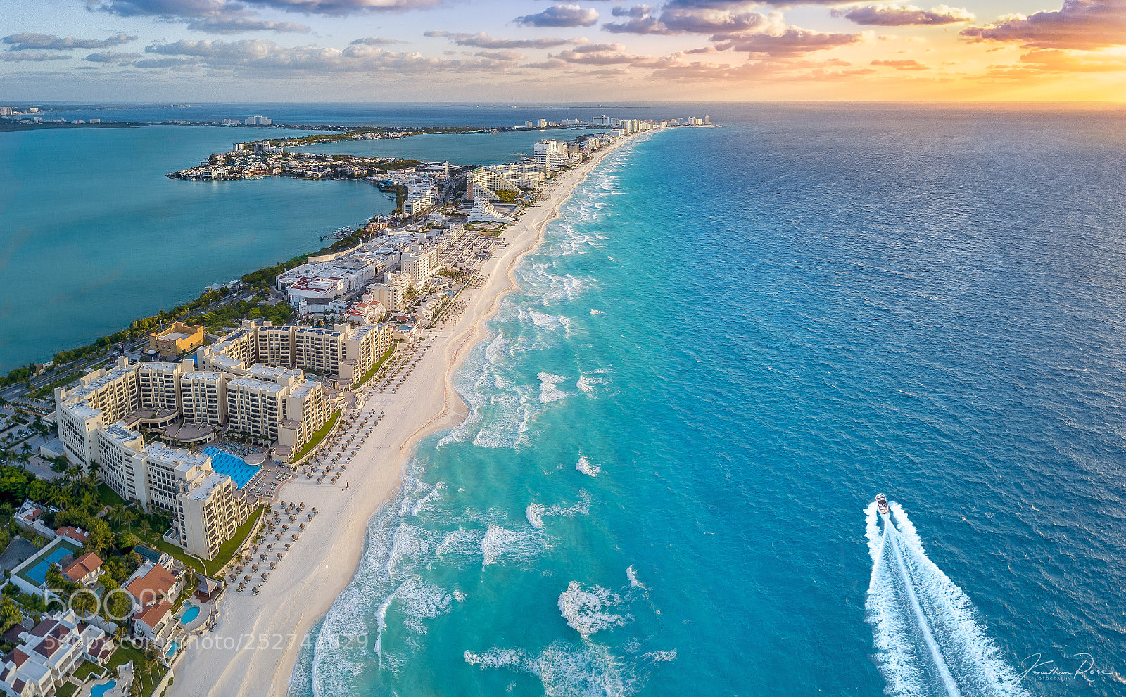 DJI FC220 sample photo. Cancun beach with sunrise photography