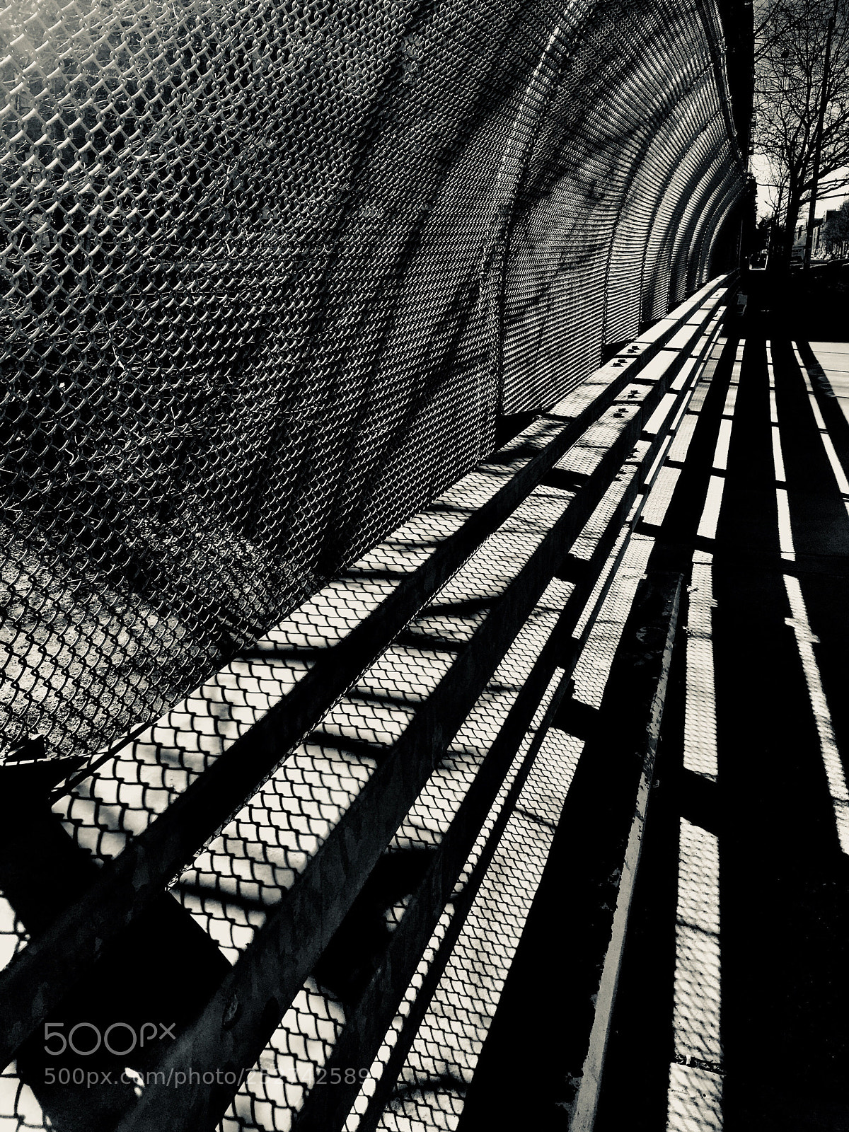 Apple iPhone 6 Plus sample photo. “chainlink & rails, shadowed” photography