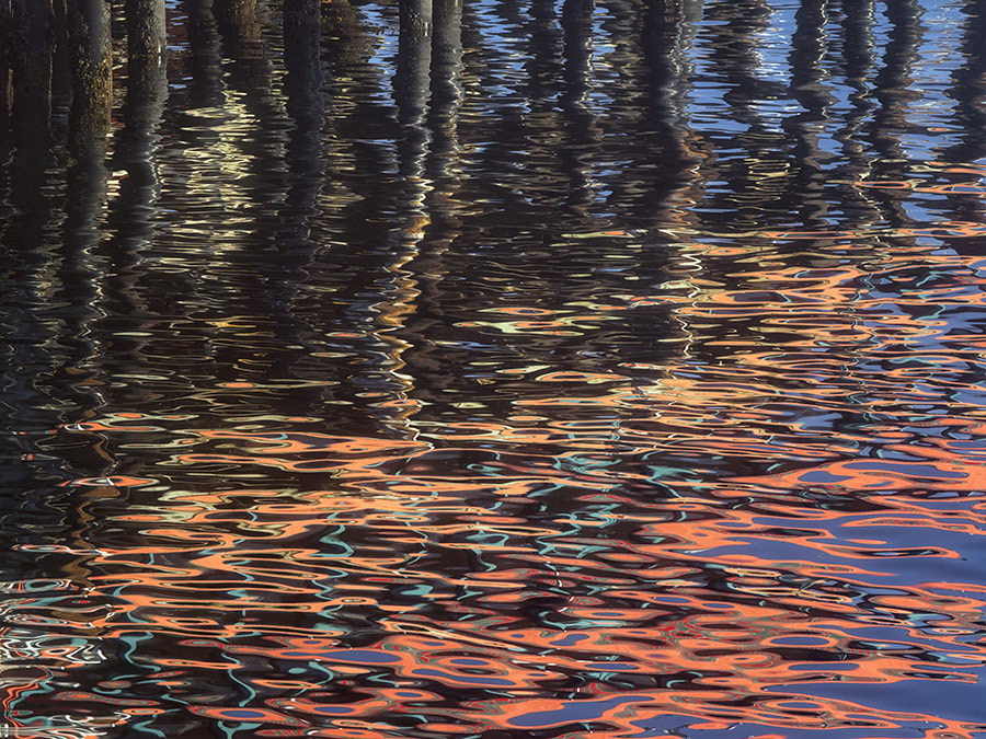 Pentax 645Z sample photo. Abstract reflection of buildings.  fisherman's warf. monterey, california photography
