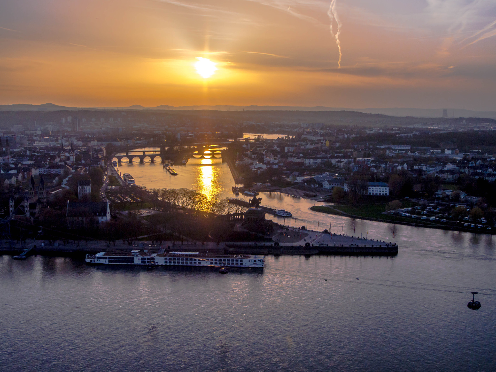 Sunset over Koblenz.