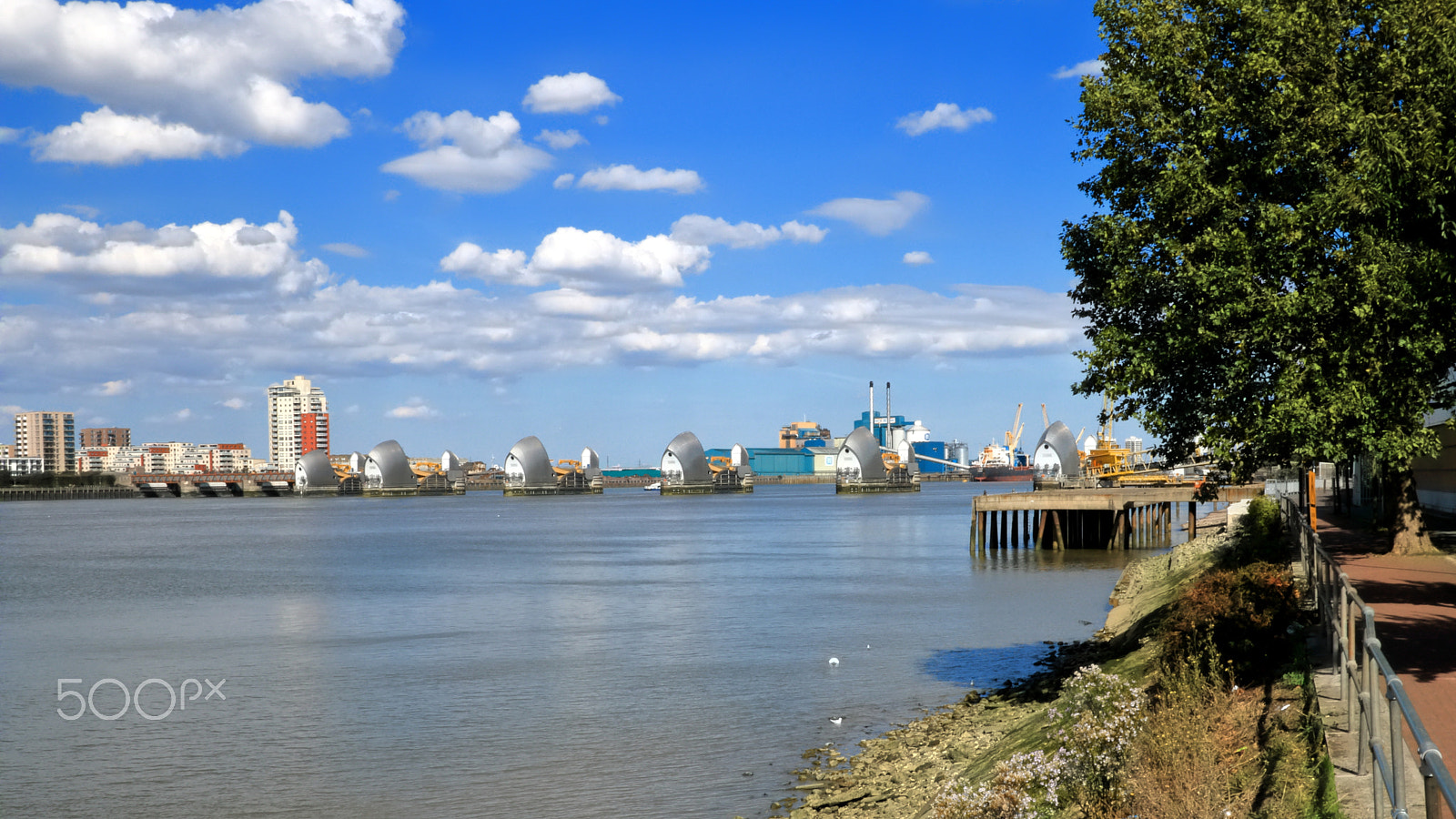 Canon EF-S 10-22mm F3.5-4.5 USM sample photo. River thames and thames barriers on a sunny day photography