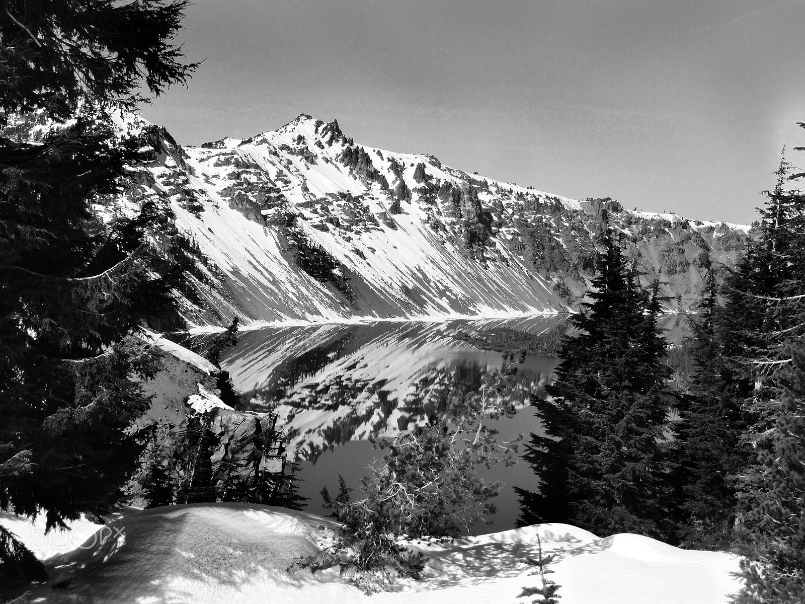 Sony Cyber-shot DSC-H55 sample photo. Crater lake mirror b&w photography