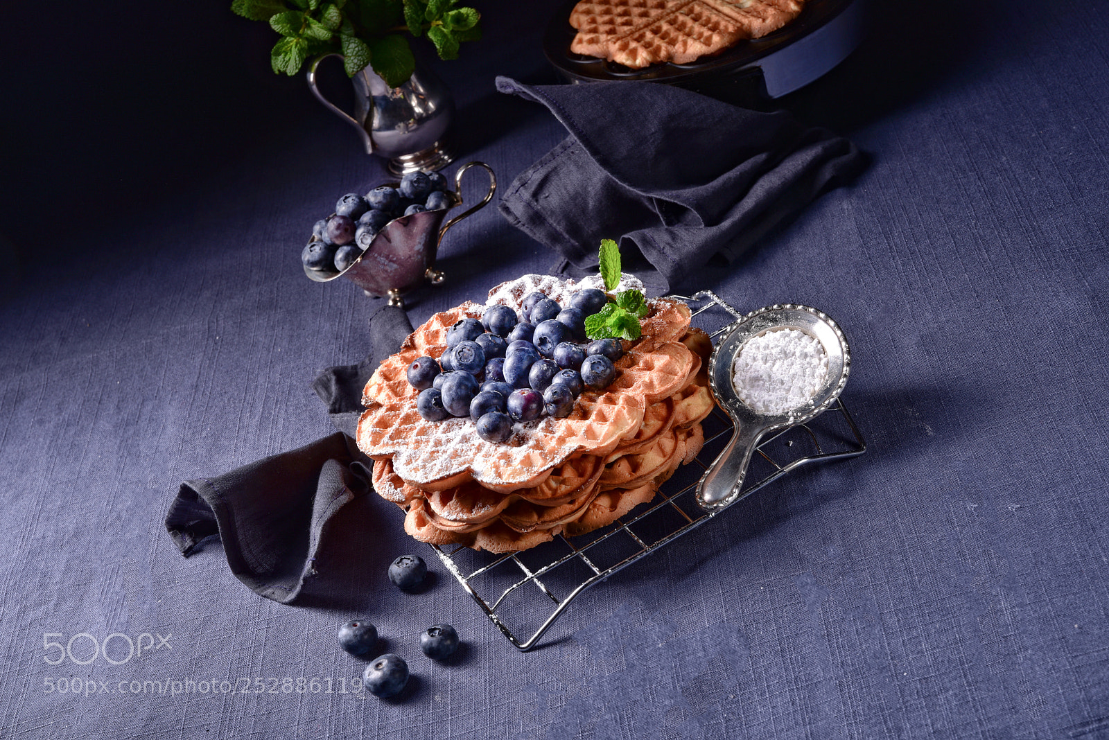 Nikon D810 sample photo. Waffles with blueberries photography