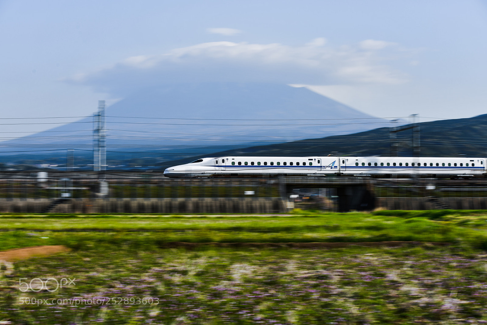 Nikon D850 sample photo. Shinkansen and fuji photography