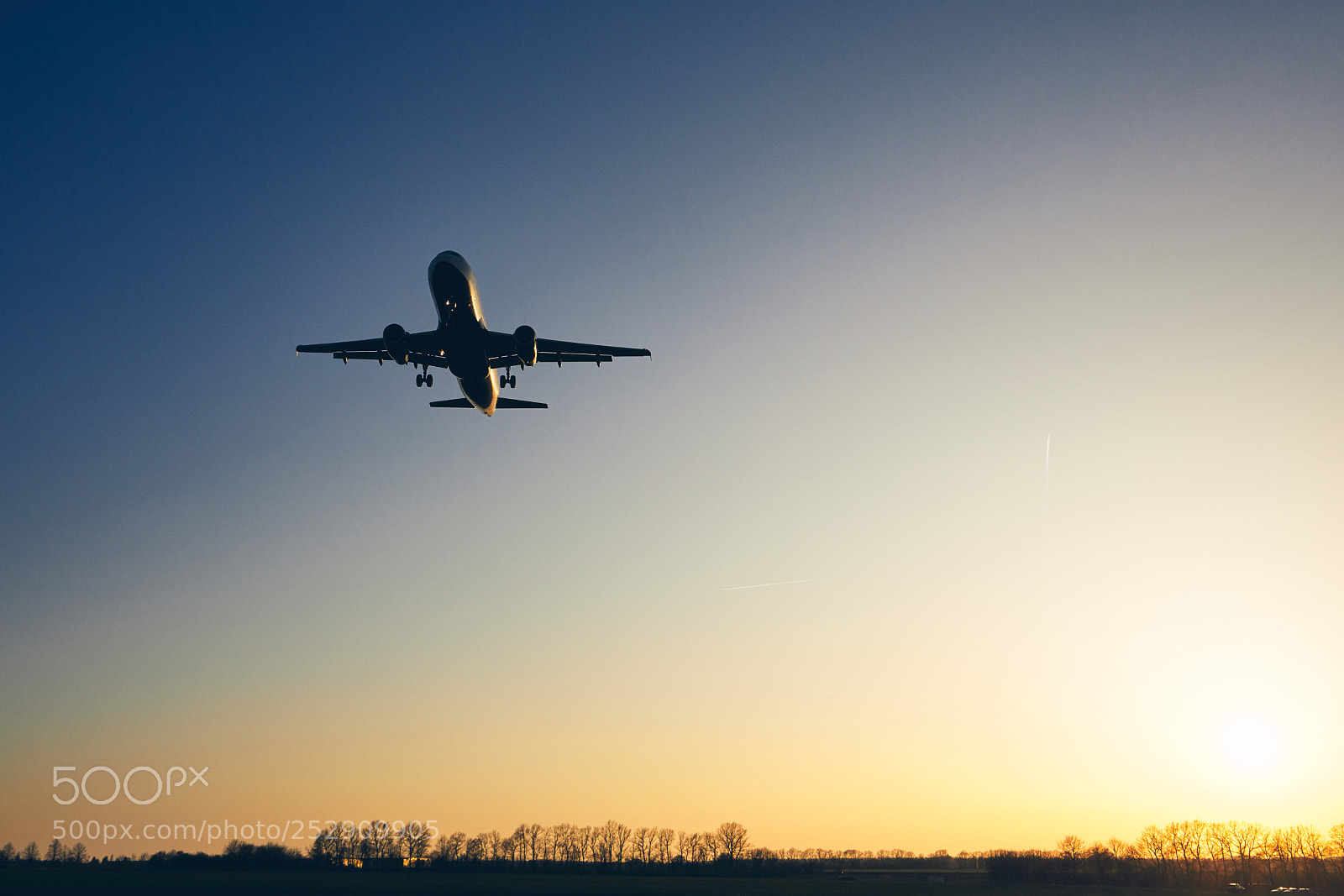 Canon EOS 5D Mark IV sample photo. Airplane landing at golden photography