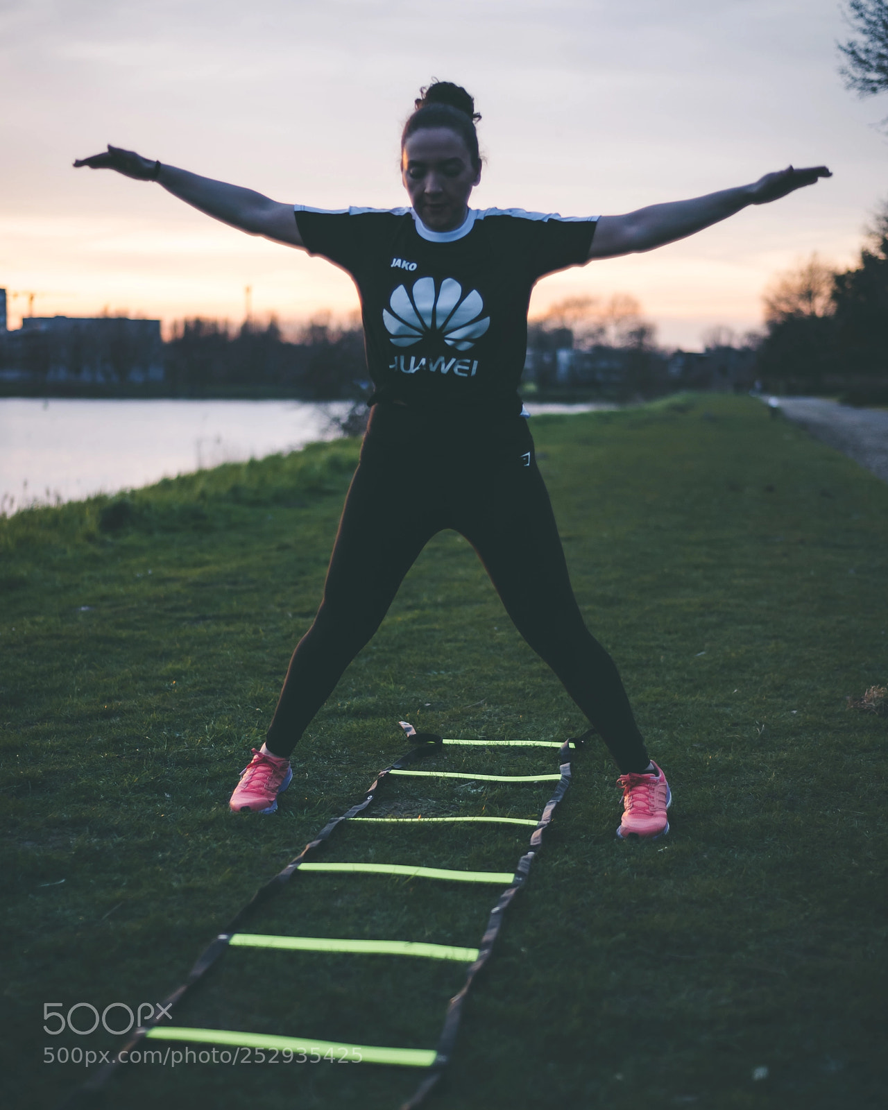 Nikon D850 sample photo. Aicha workout at sunset photography