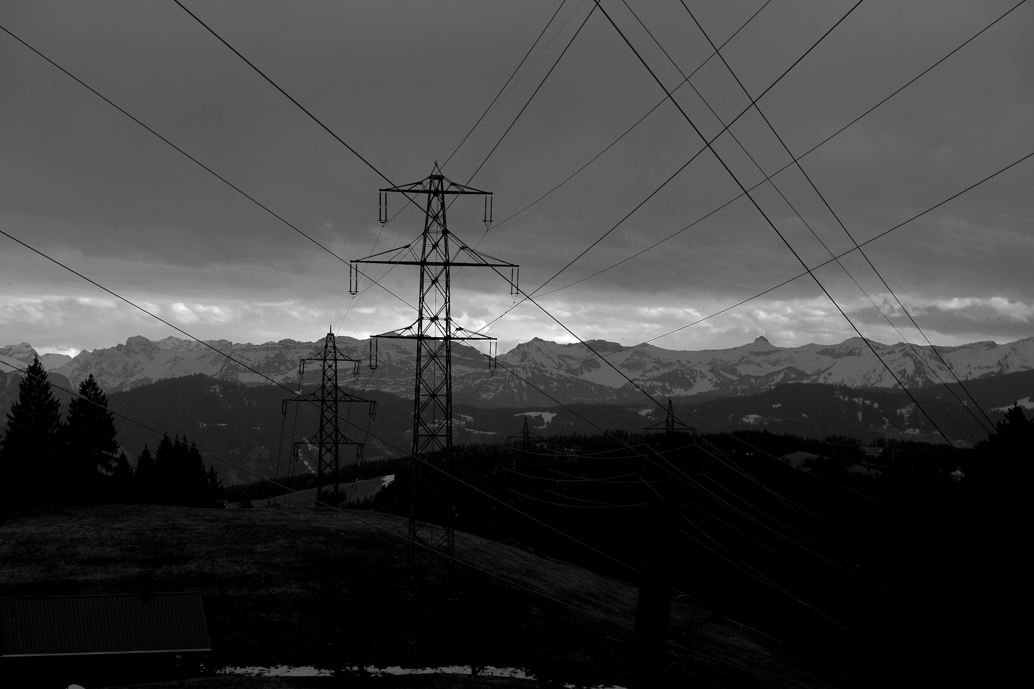 Sony SLT-A77 sample photo. Power lines on the pfänder photography