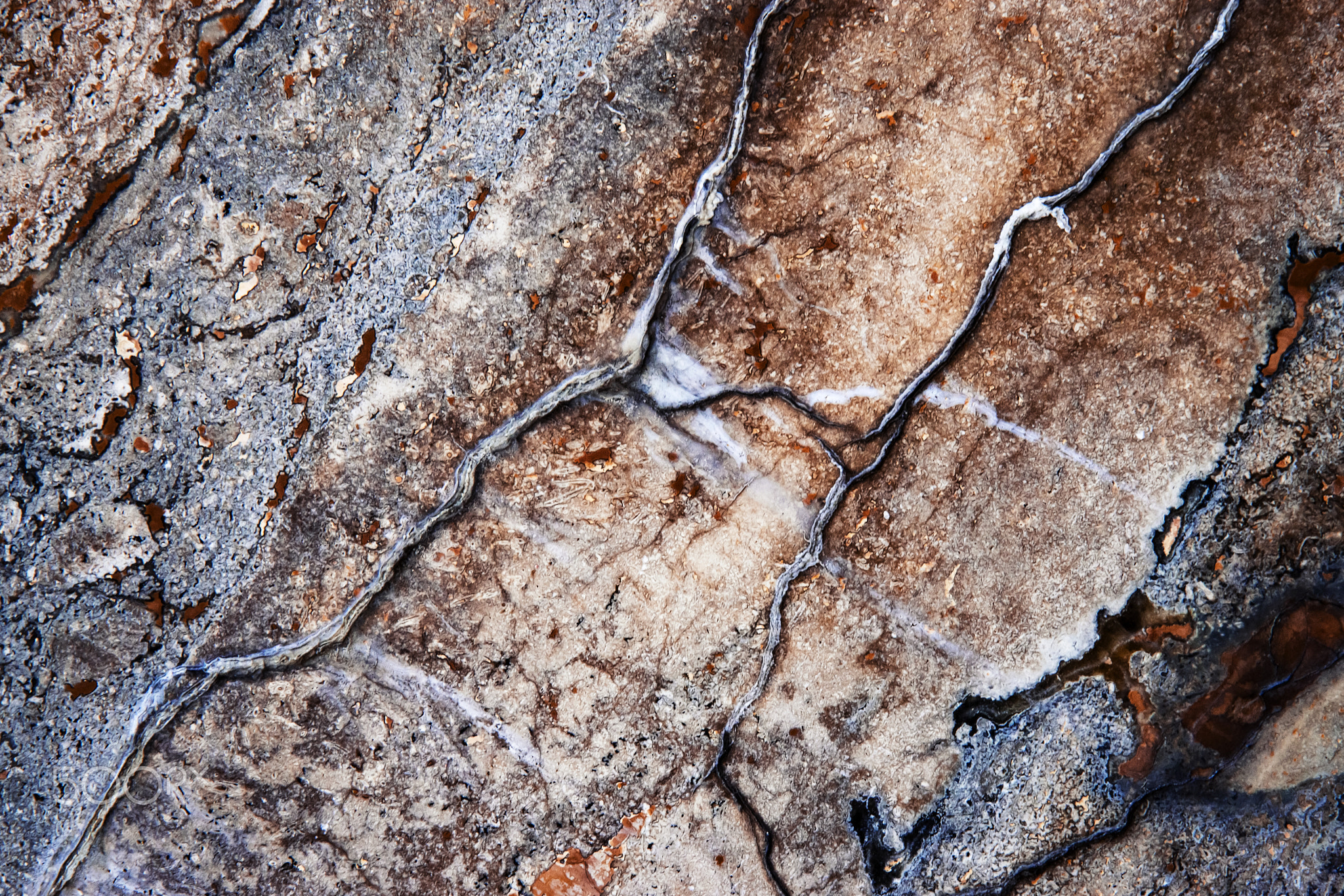 detail on the polished stone