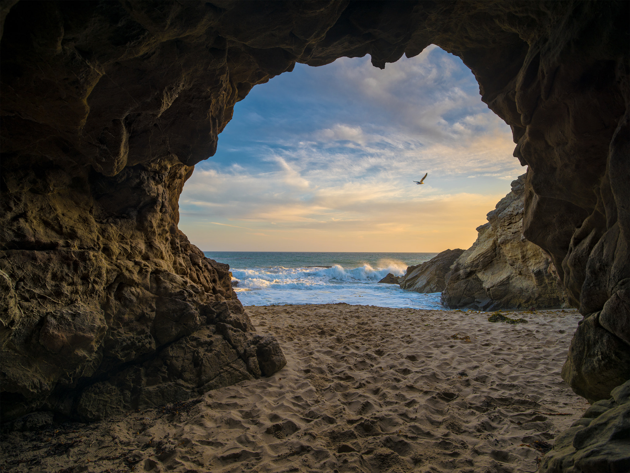 Pentax 645Z sample photo. Malibu cave sunset photography