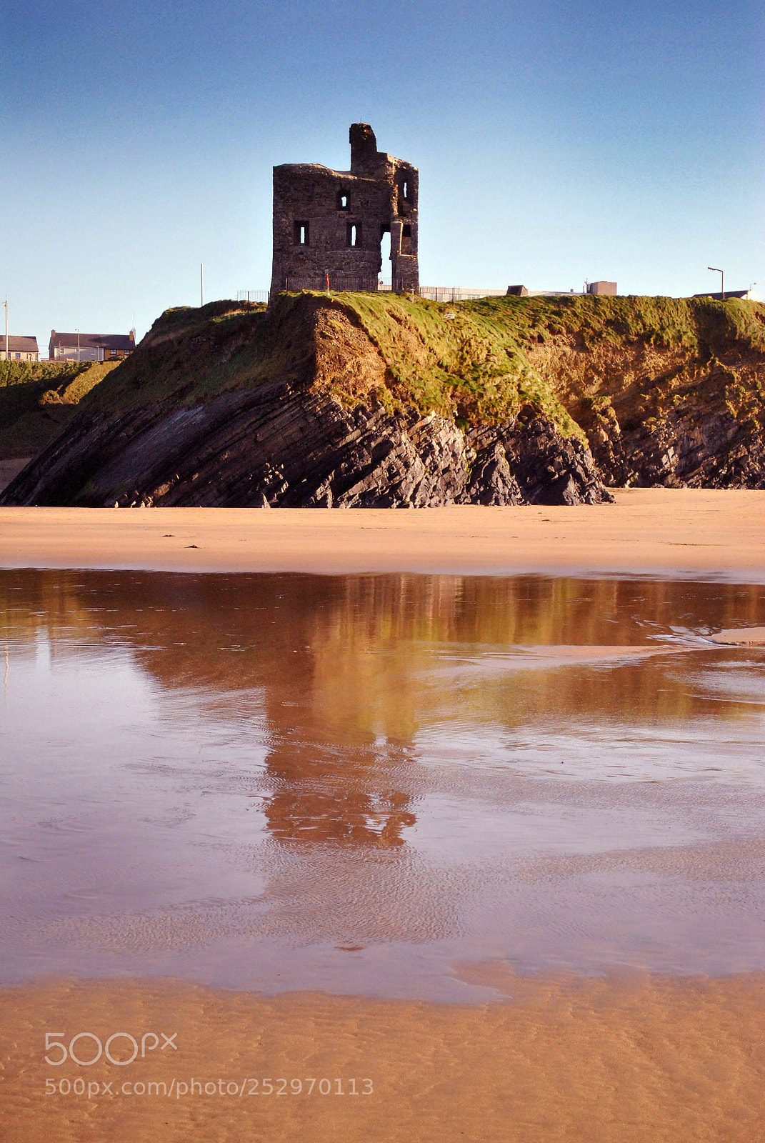 Nikon D3000 sample photo. Ballybunion castle reflection in photography