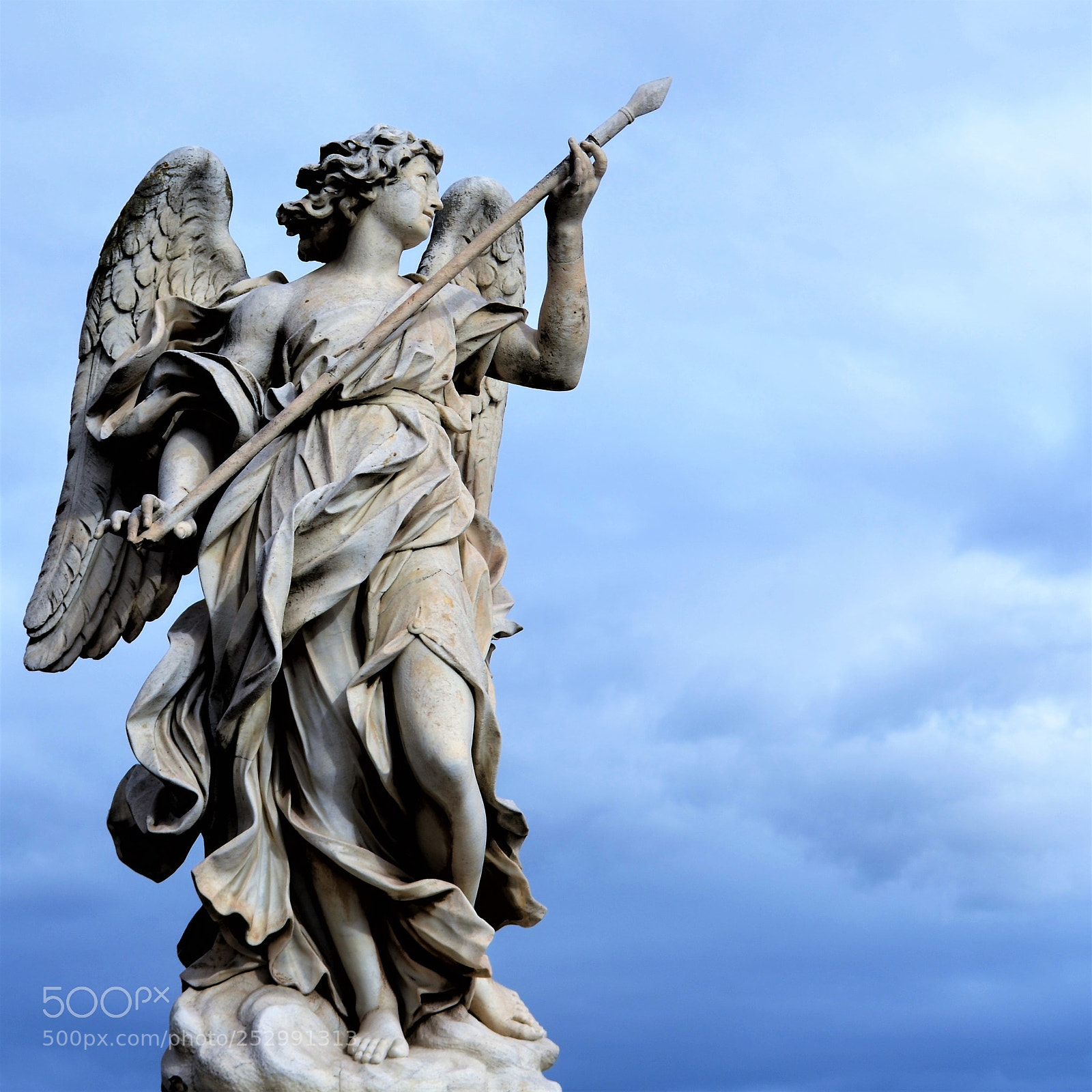 Nikon D5100 sample photo. Street angel sculpture, rome photography